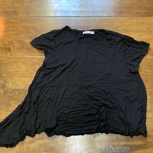Zara black t-shirt with one sided high-low.